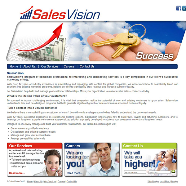 עמוד הבית. Sales Vision